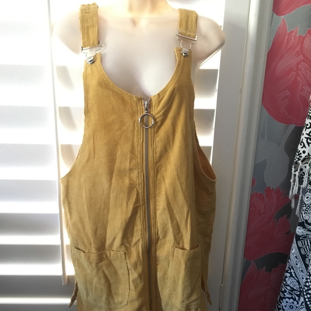 UNIF Mustard Yellow Overall Dress